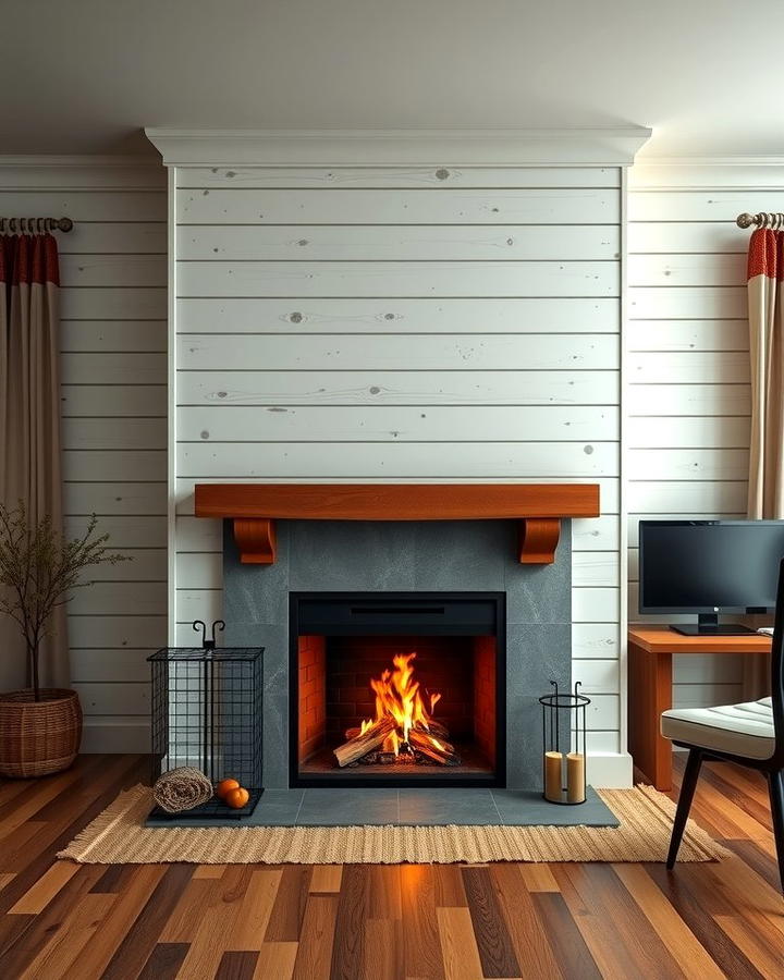 Fireplace Surrounded by Shiplap