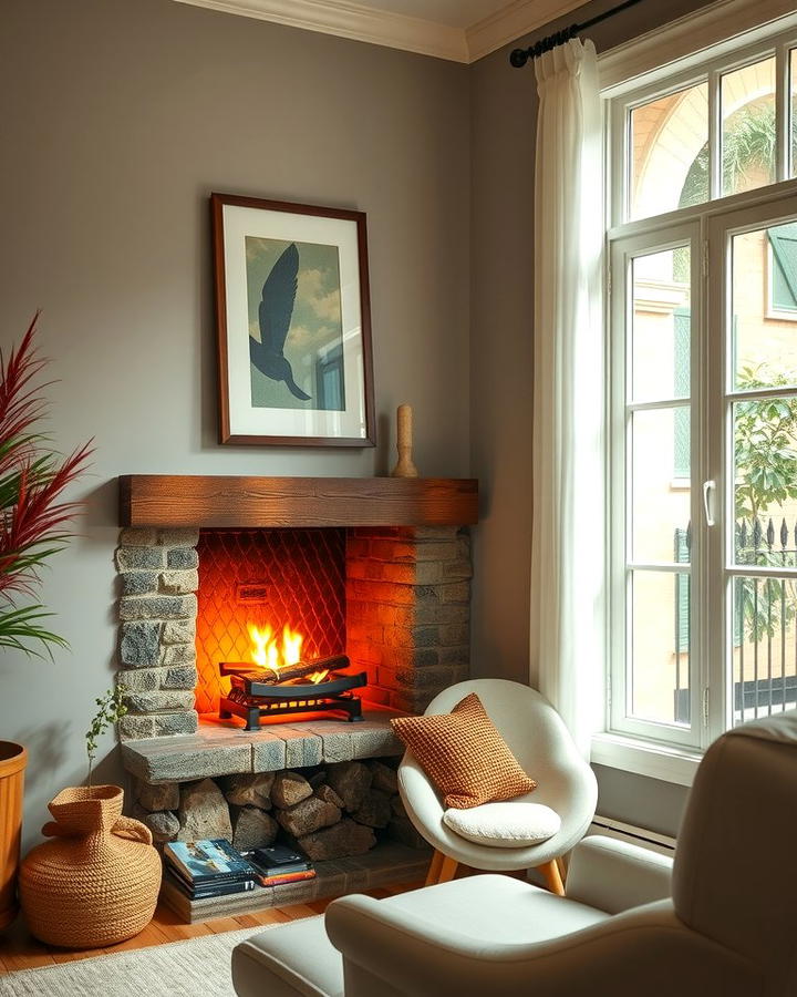 Fireplace Under a Window Nook