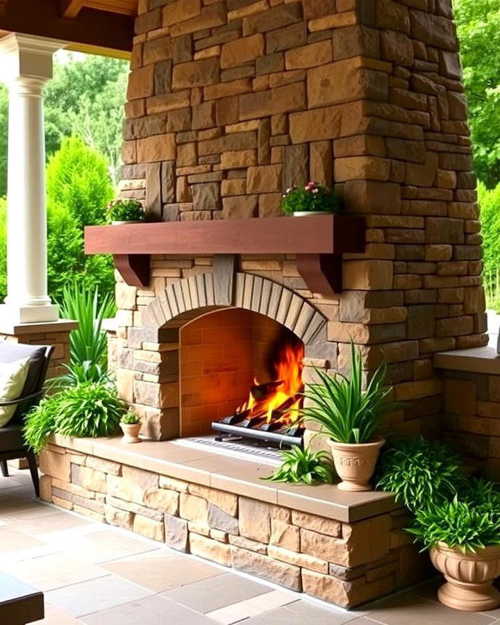 Fireplace with Built In Planters