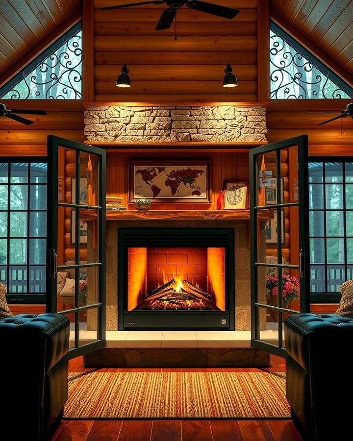 Fireplace with Glass Doors