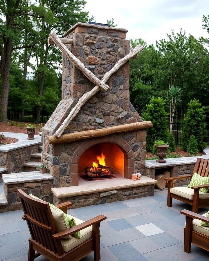 Fireplace with Natural Stone Surround