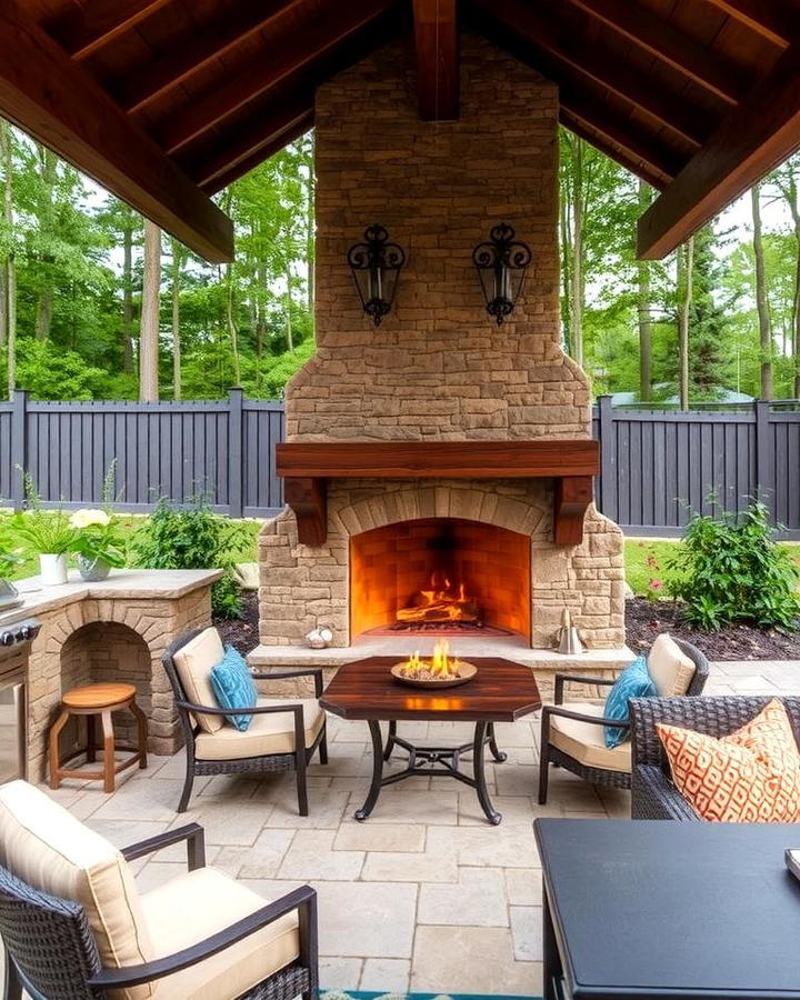 Fireplace with Outdoor Kitchen