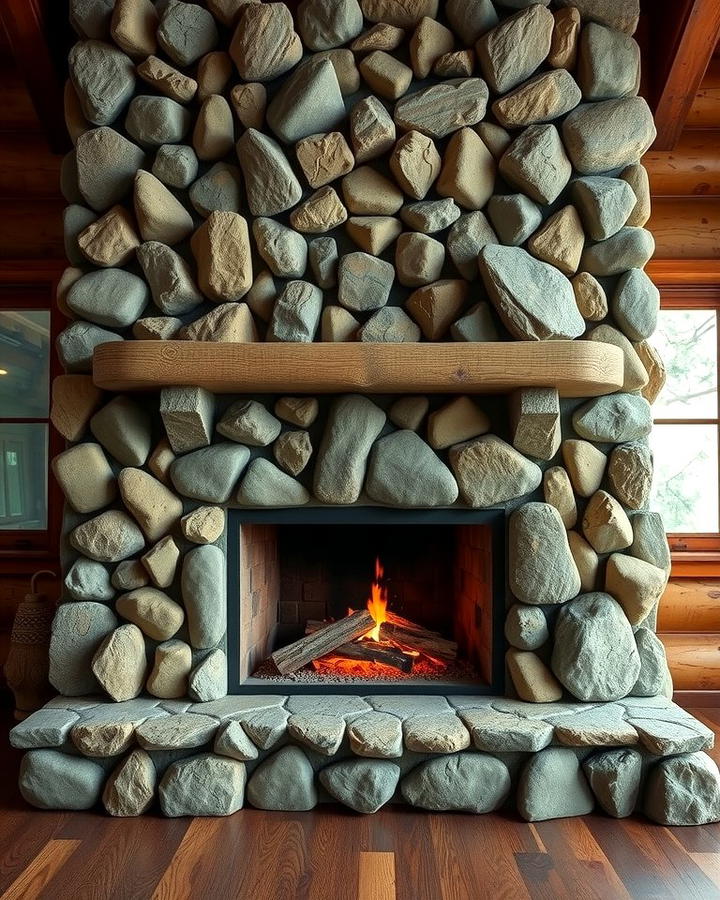 Fireplace with River Rock