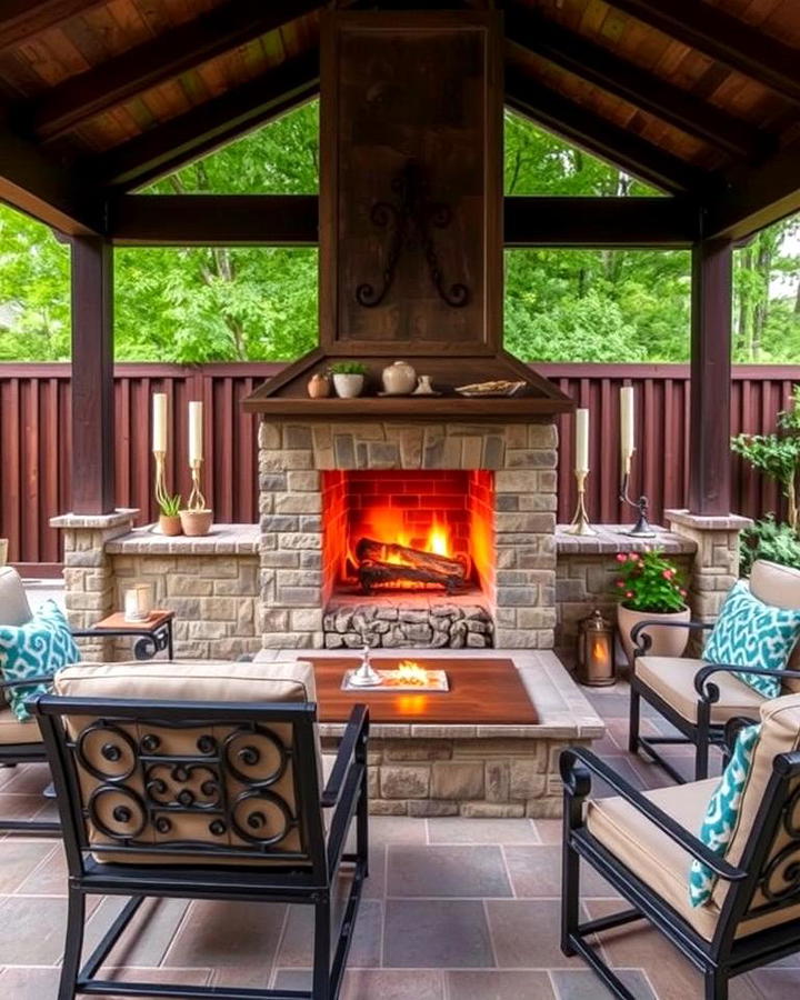 Fireplace with Rustic Metal Accents