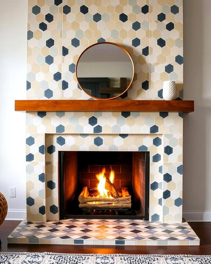 Fireplaces with Geometric Tile Surrounds