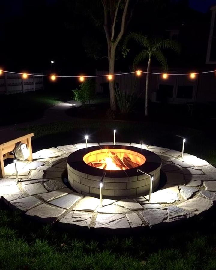 Flagstone Fire Pit with Built In Lighting