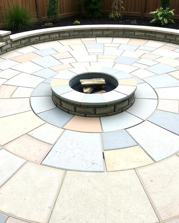 Flagstone Fire Pit with Concrete Border