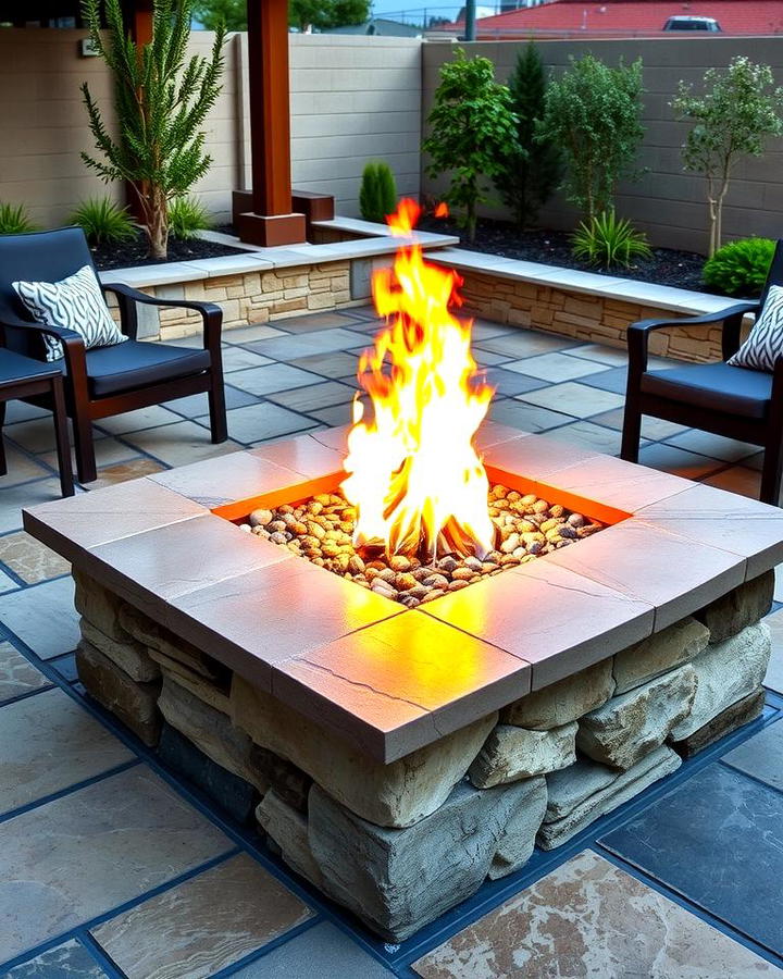 Flagstone Fire Pit with Glass Accents