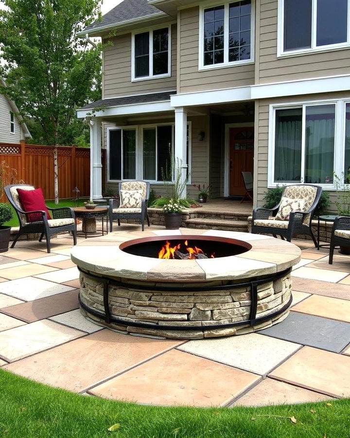 Flagstone Fire Pit with Metal Accents