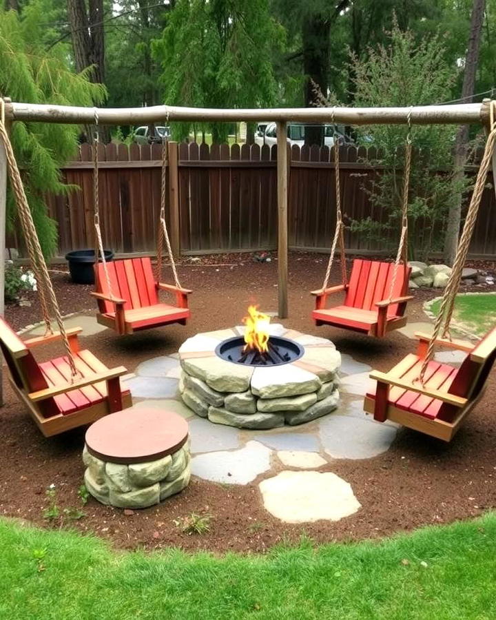 Flagstone Fire Pit with Swing Seating