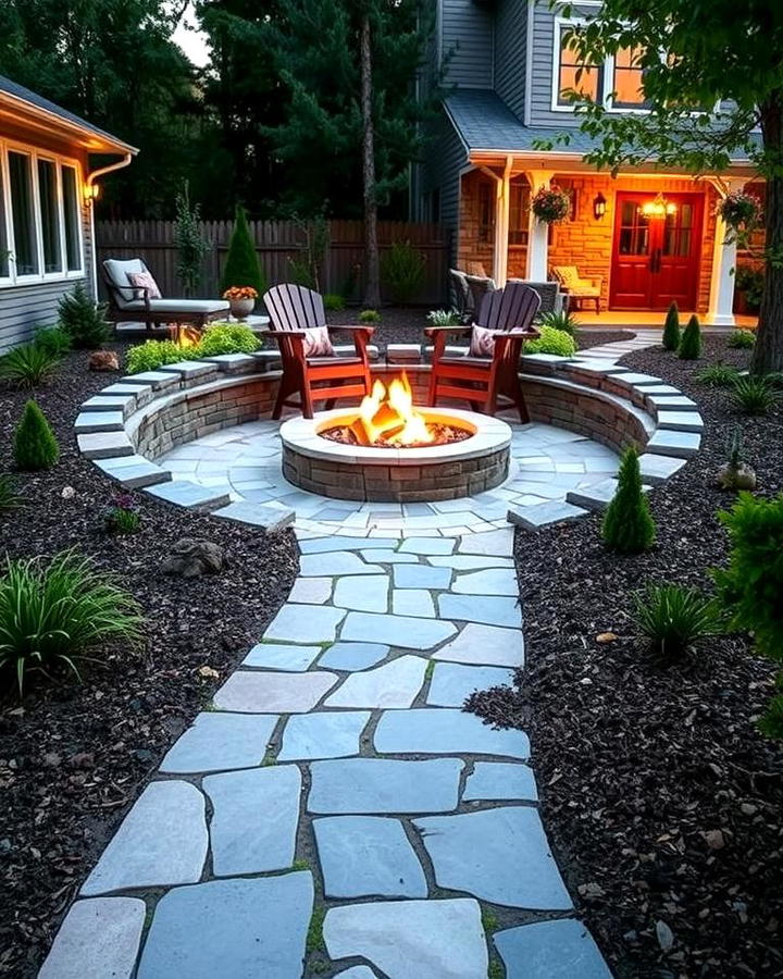 Flagstone Fire Pit with Winding Path