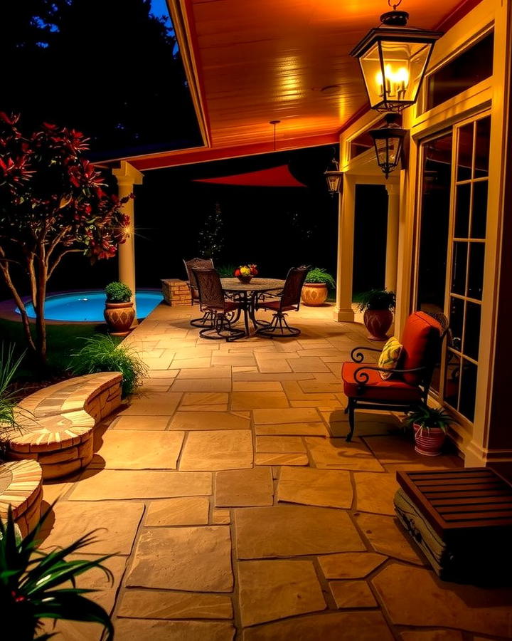 Flagstone Patio with Accent Lighting