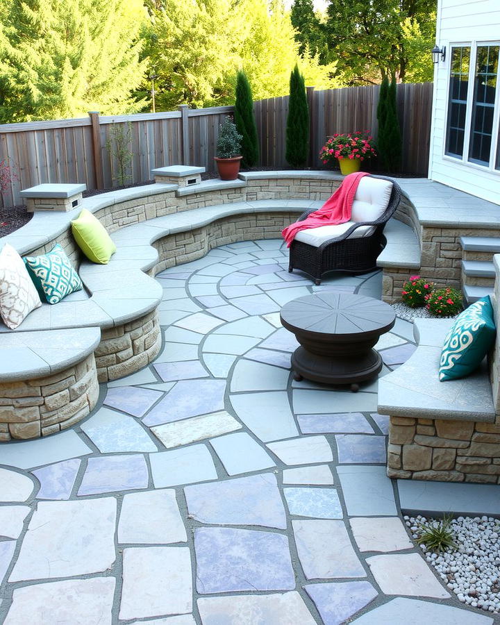 Flagstone Patio with Built In Seating