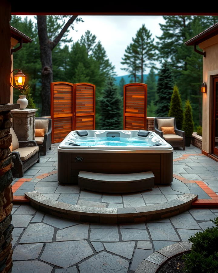 Flagstone Patio with Hot Tub