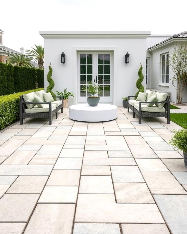 Flagstone Patio with Minimalist Design