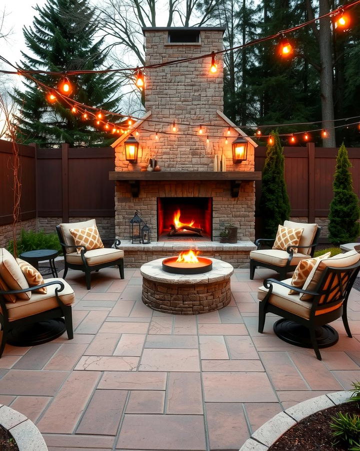 Flagstone Patio with Outdoor Fireplace