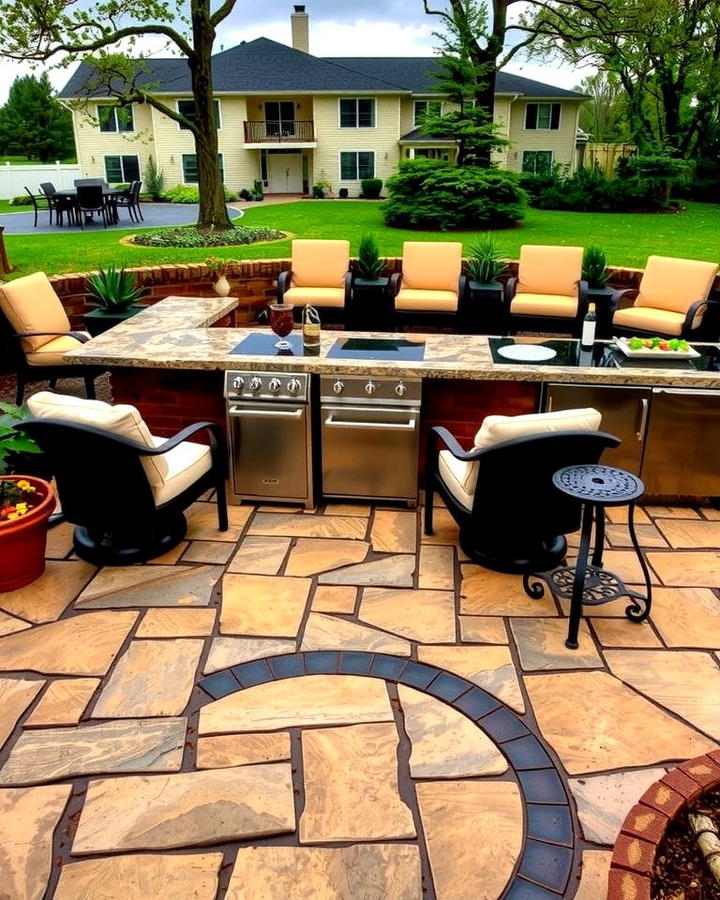 Flagstone Patio with Outdoor Kitchen