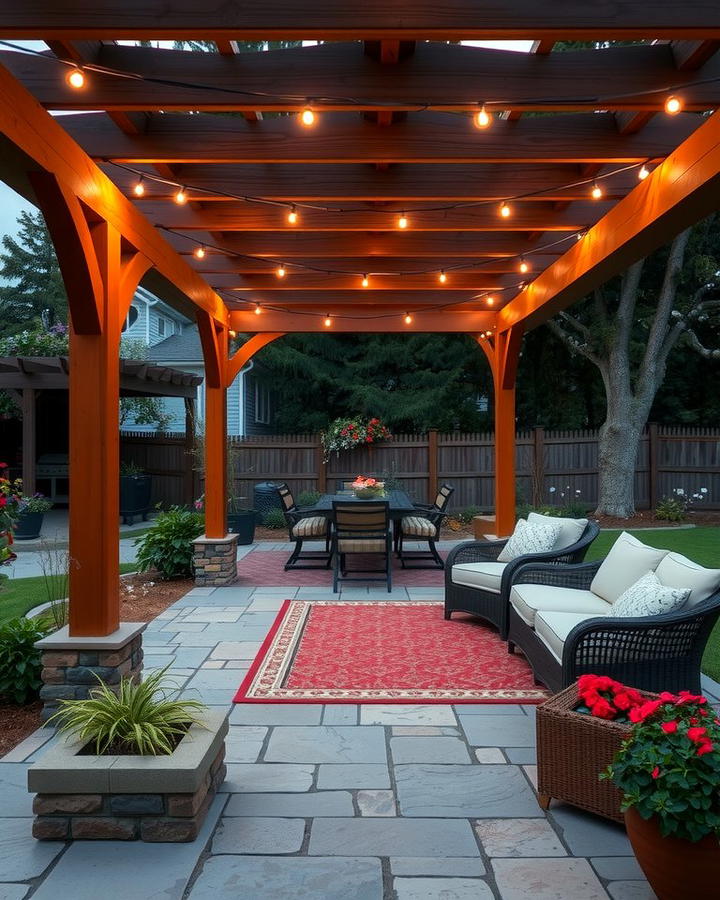 Flagstone Patio with Pergola