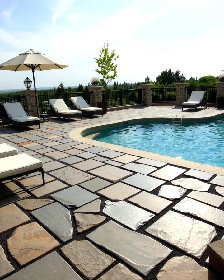 Flagstone Patio with Poolside Lounge