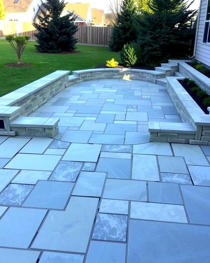 Flagstone Patio with Retaining Wall