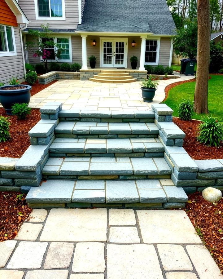 Flagstone Patio with Stone Steps