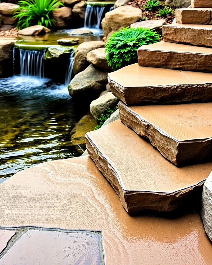 Flagstone Steps With Water Feature