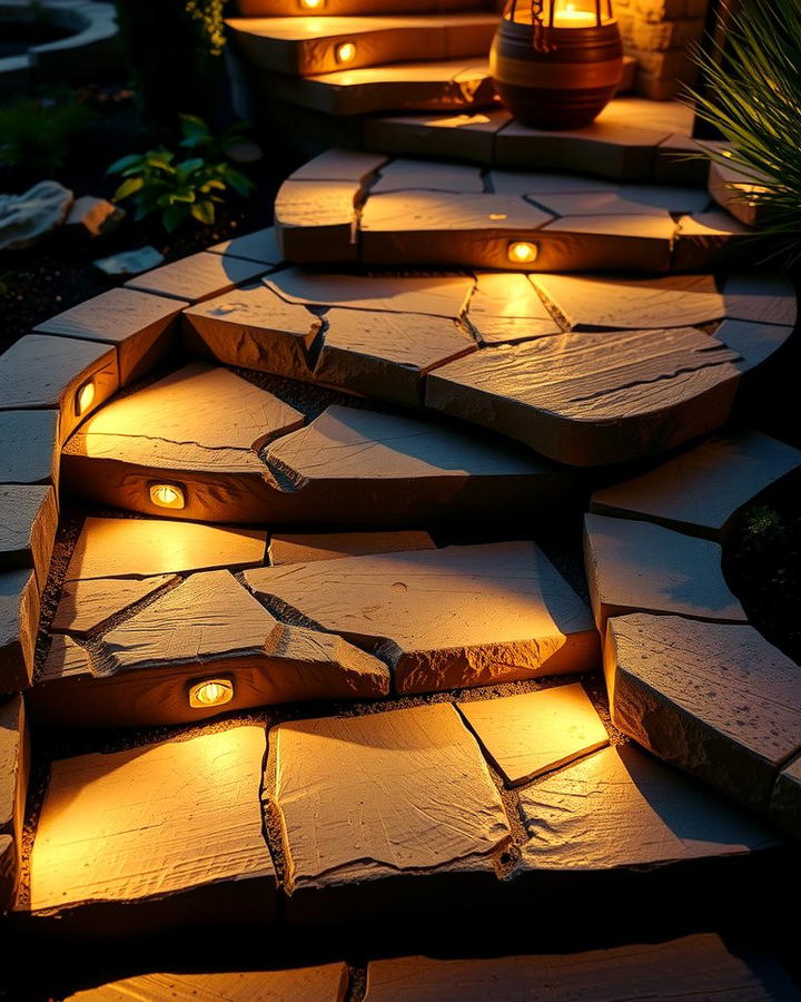 Flagstone Steps with Built In Lighting