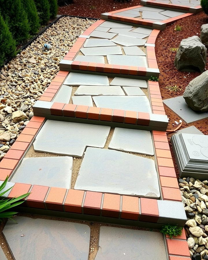 Flagstone Steps with Contrast Borders