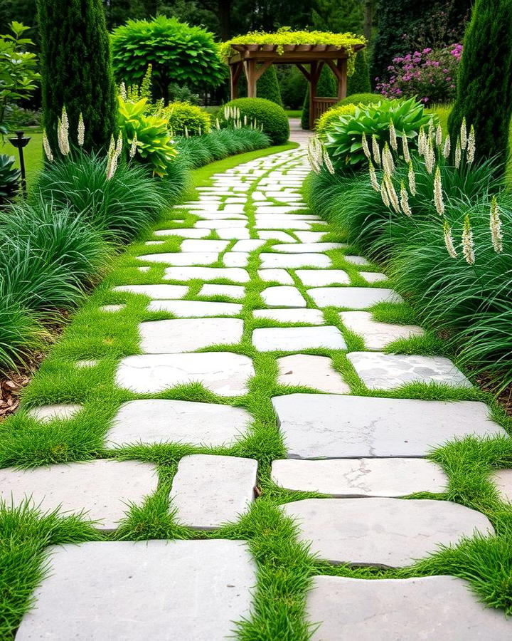 Flagstone Walkway with Grass Joints