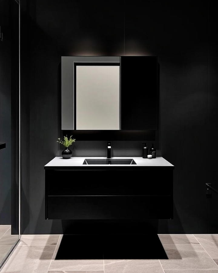 Floating Black Vanity for a Contemporary Bathroom