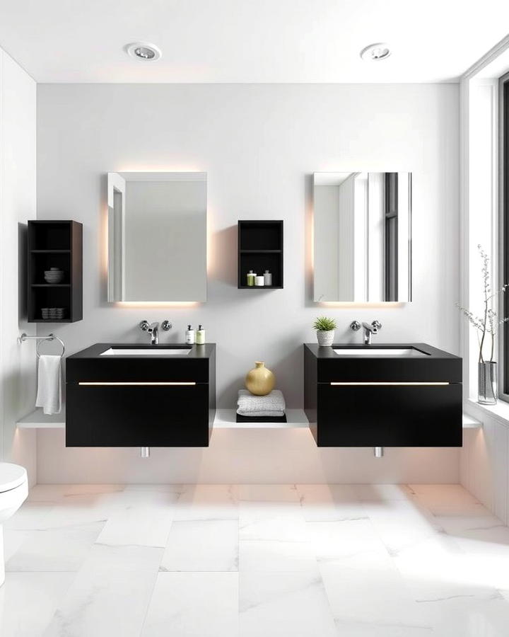 Floating Black Vanity for a Minimalist Look