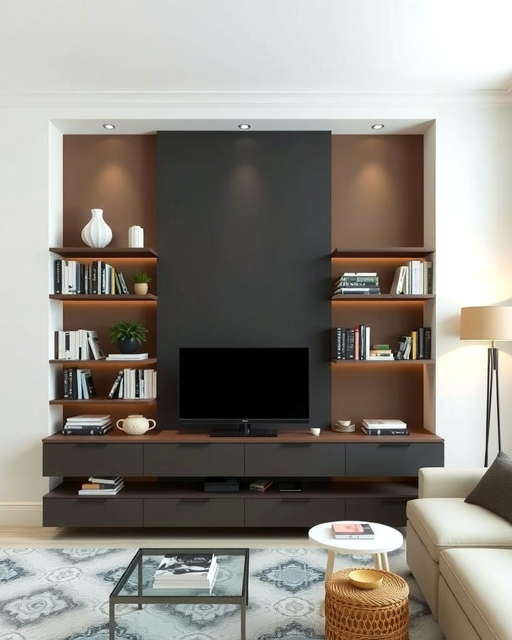 Floating Built in Bookshelves