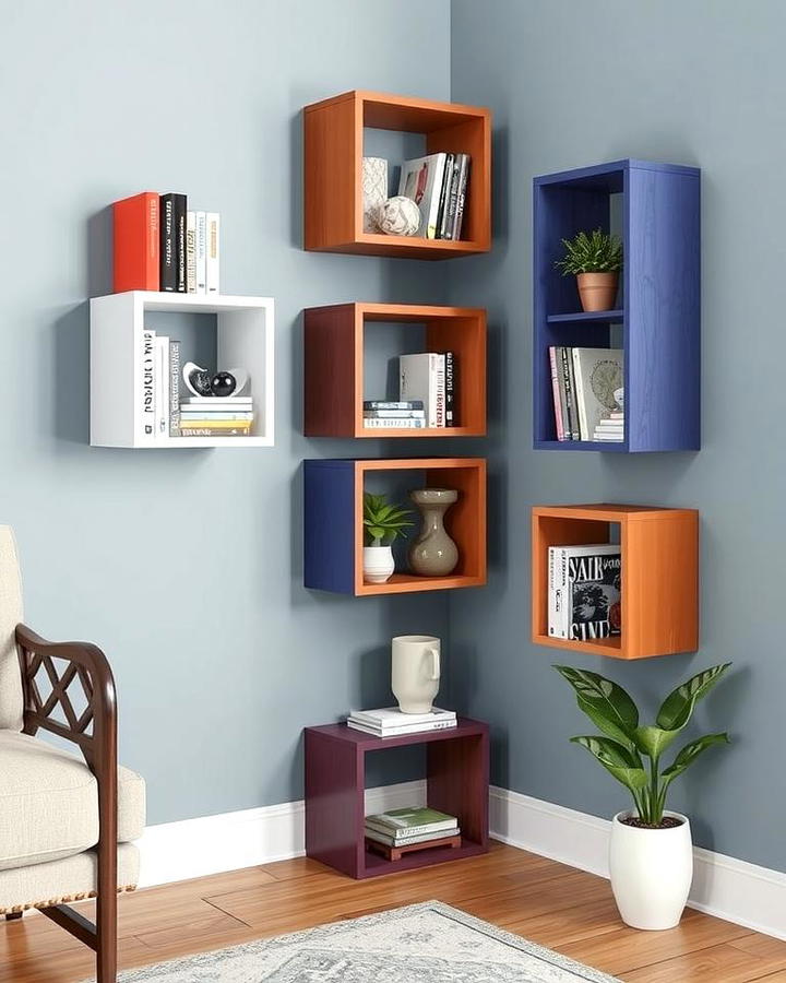 Floating Cube Corner Bookshelves