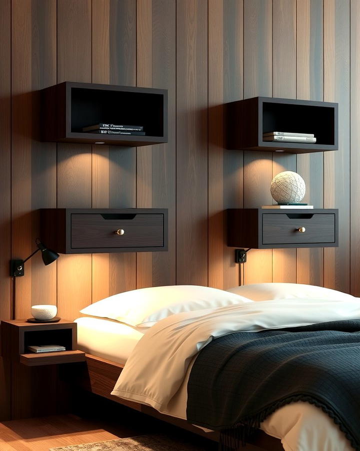 Floating Dark Wood Nightstands