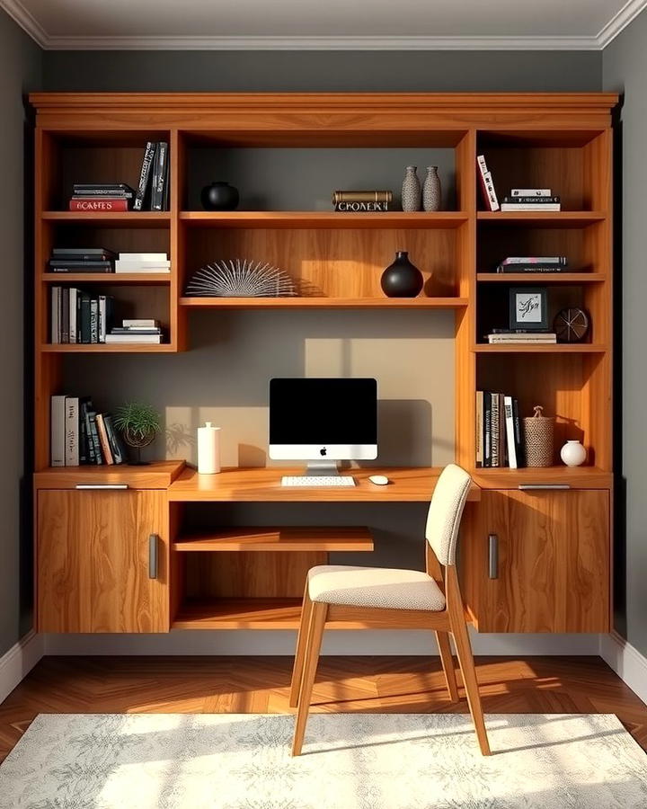 Floating Desk with Built In Bookshelves