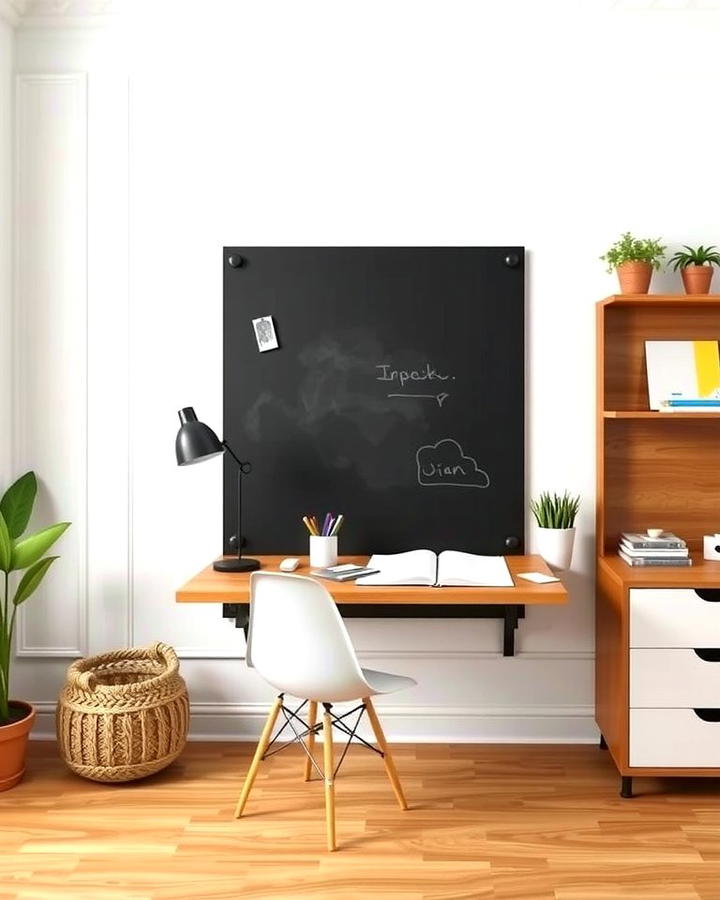 Floating Desk with Chalkboard Back Panel