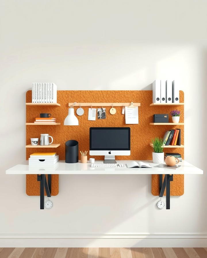 Floating Desk with Corkboard Backing