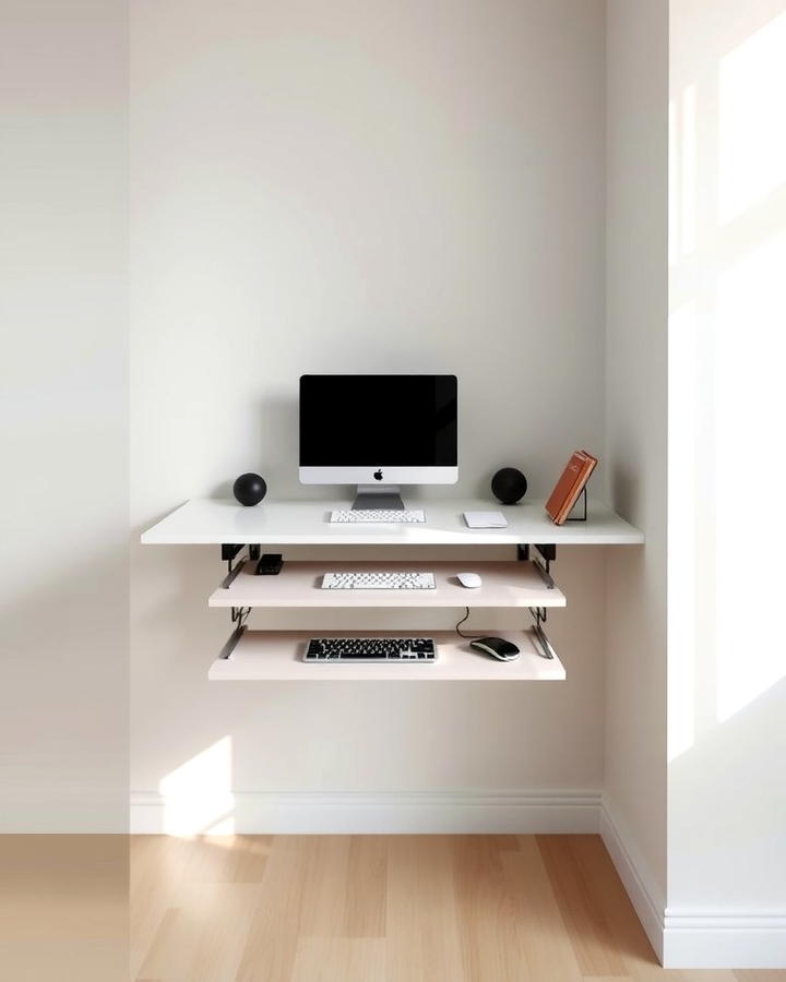 Floating Desk with Hidden Pull Out Tray