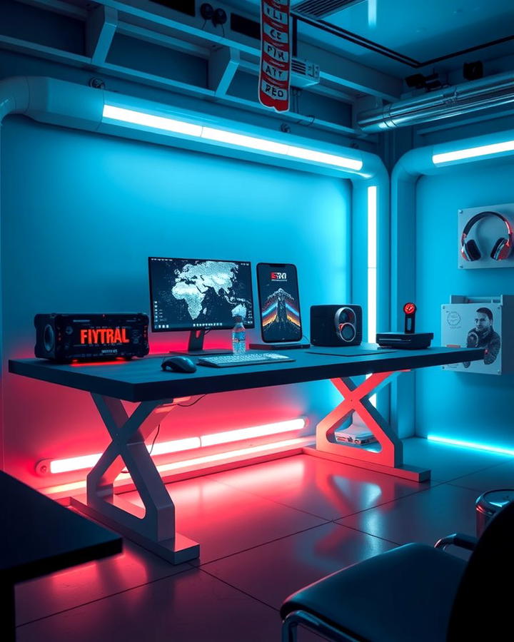 Floating Desk with LED Lighting