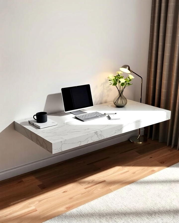 Floating Desk with Natural Stone Surface