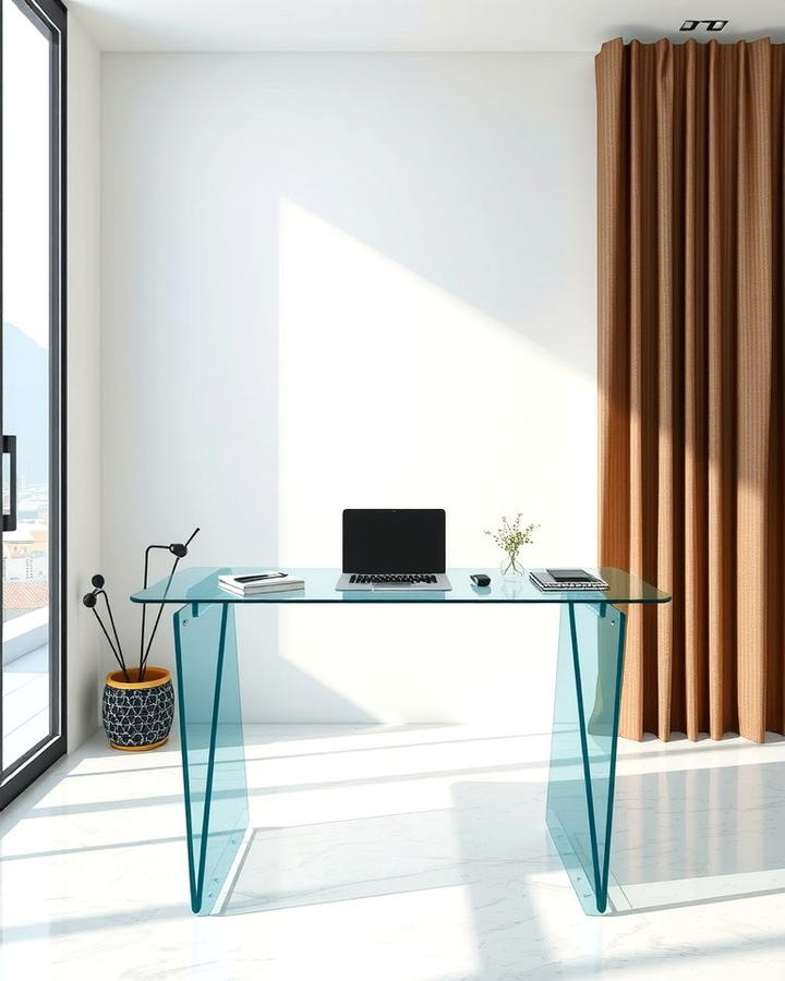 Floating Desk with Transparent Acrylic Design