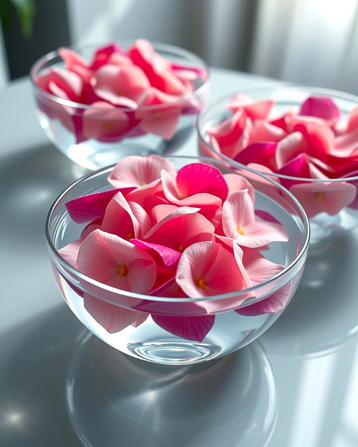 Floating Hydrangea Petals in Bowls