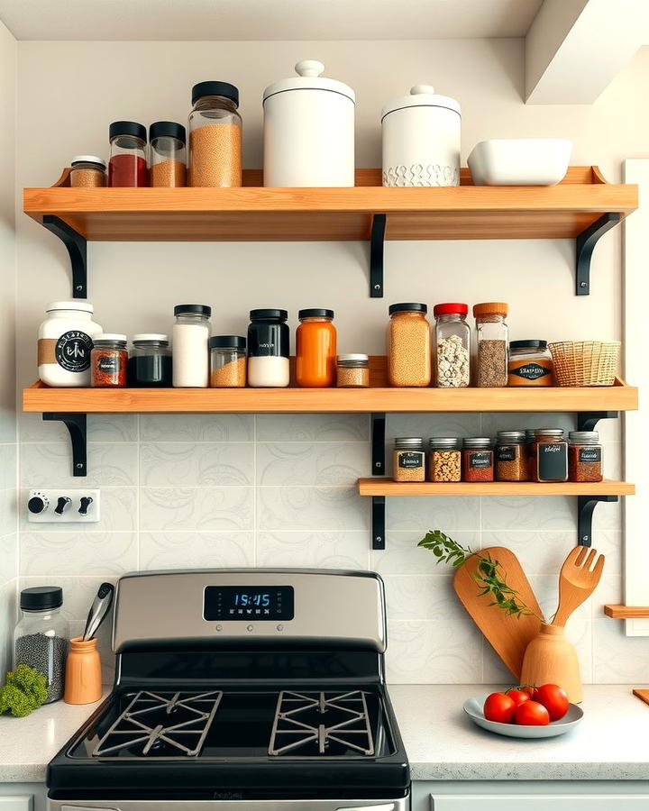 Floating Shelves as a Kitchen Spice Rack