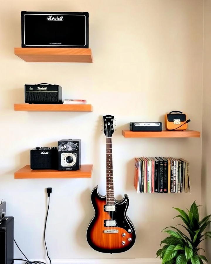 Floating Shelves for Guitar Accessories