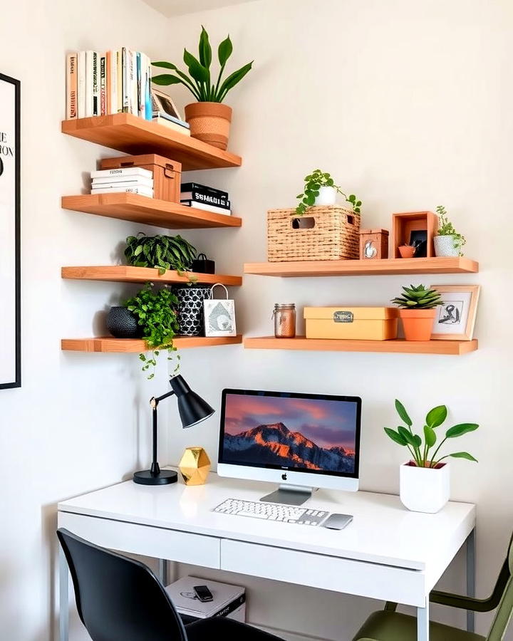 Floating Shelves for Home Office Organizer