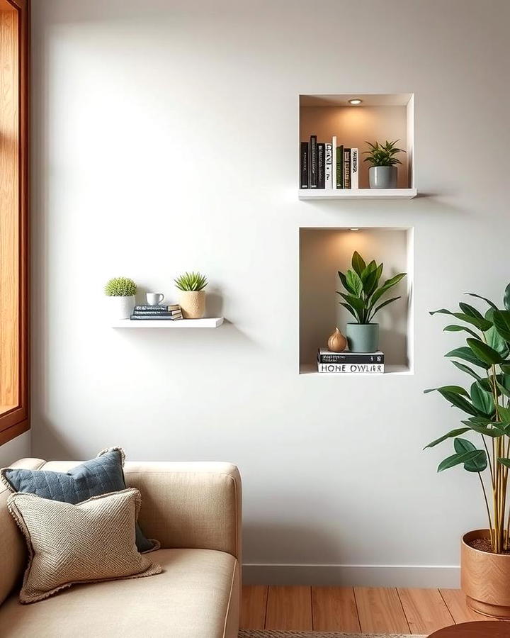 Floating Shelves in Niches