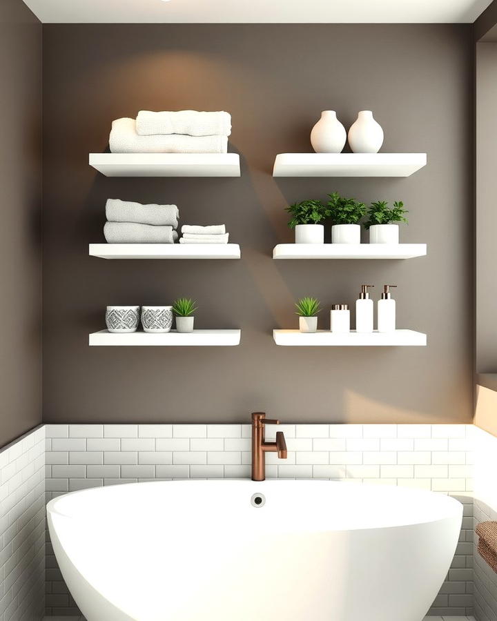 Floating Shelves in the Bathroom for Storage