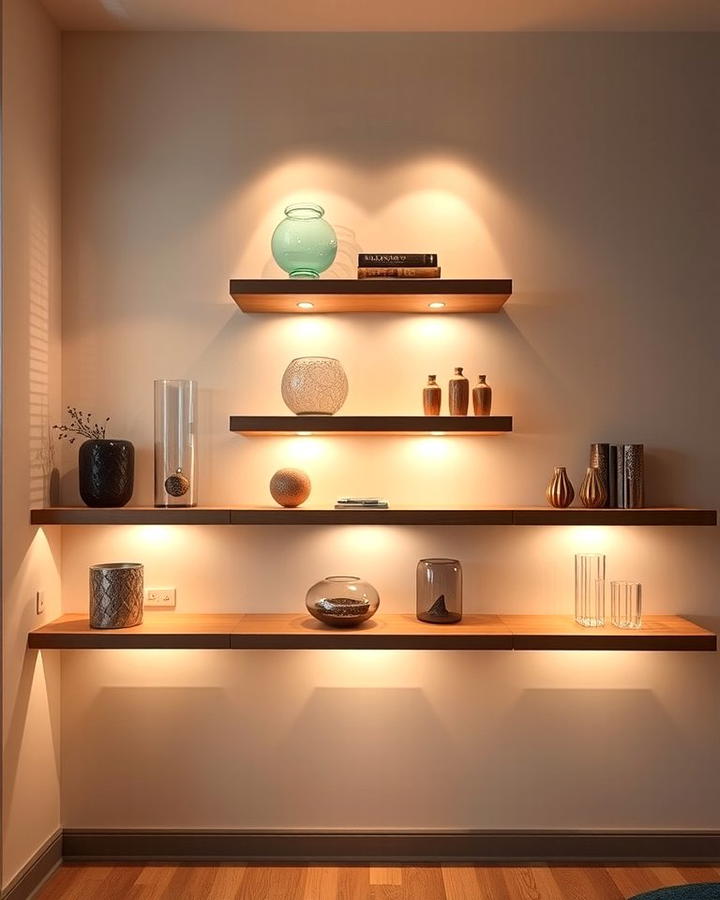 Floating Shelves with Built in Lighting