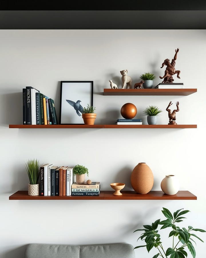 Floating Shelves with Decor Items