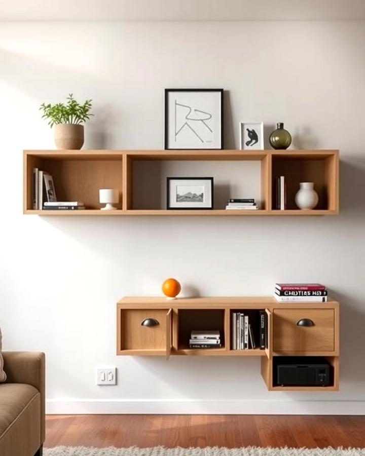 Floating Shelves with Hidden Storage